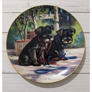 A New Leash on Life - Terrier Puppy Playtime Plate Collection 1987 by Jim Lamb